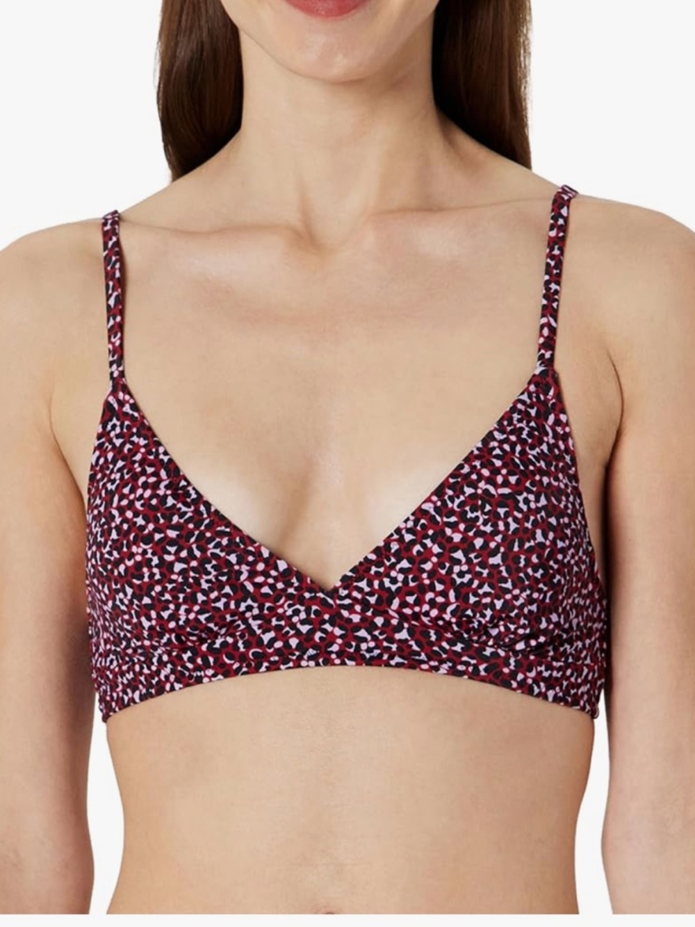 Amazon Essentials Burgundy‎ Spot Print Bralette Bikini Top